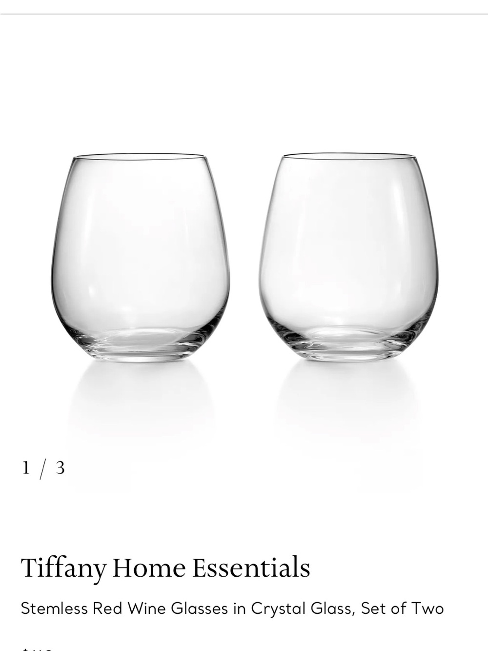 Tifany Home Essentials Stemless Red Wine Glasses - Clear (Set of 2)